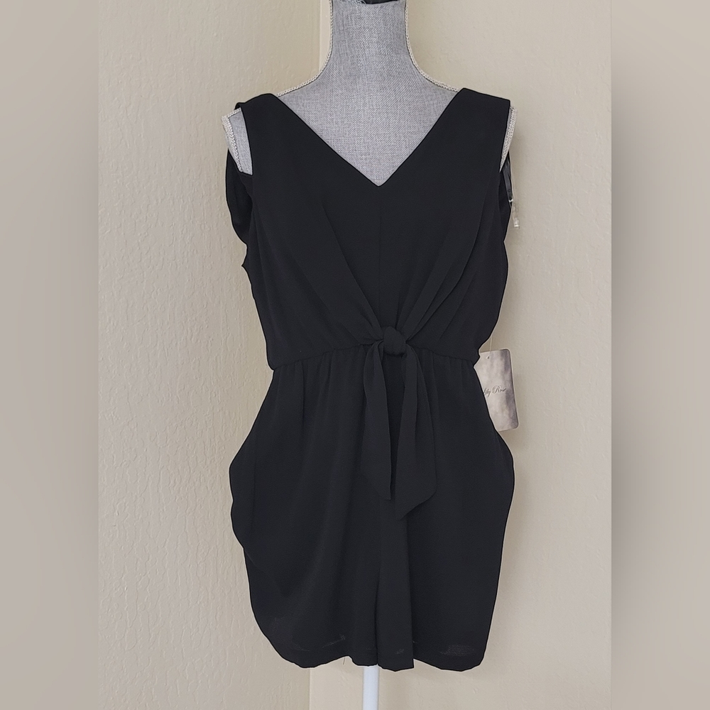 Lily Rose Black Romper V Neck & Back, Women's, Size M - Picture 1 of 11